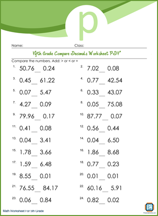 compare decimals grade 5 worksheet pdf printable photomath online